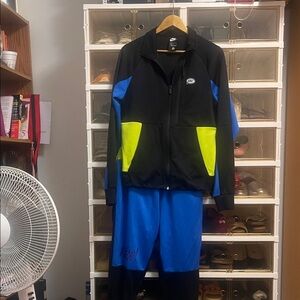 Nike Black and Blue track/jump suit with Neon Accents